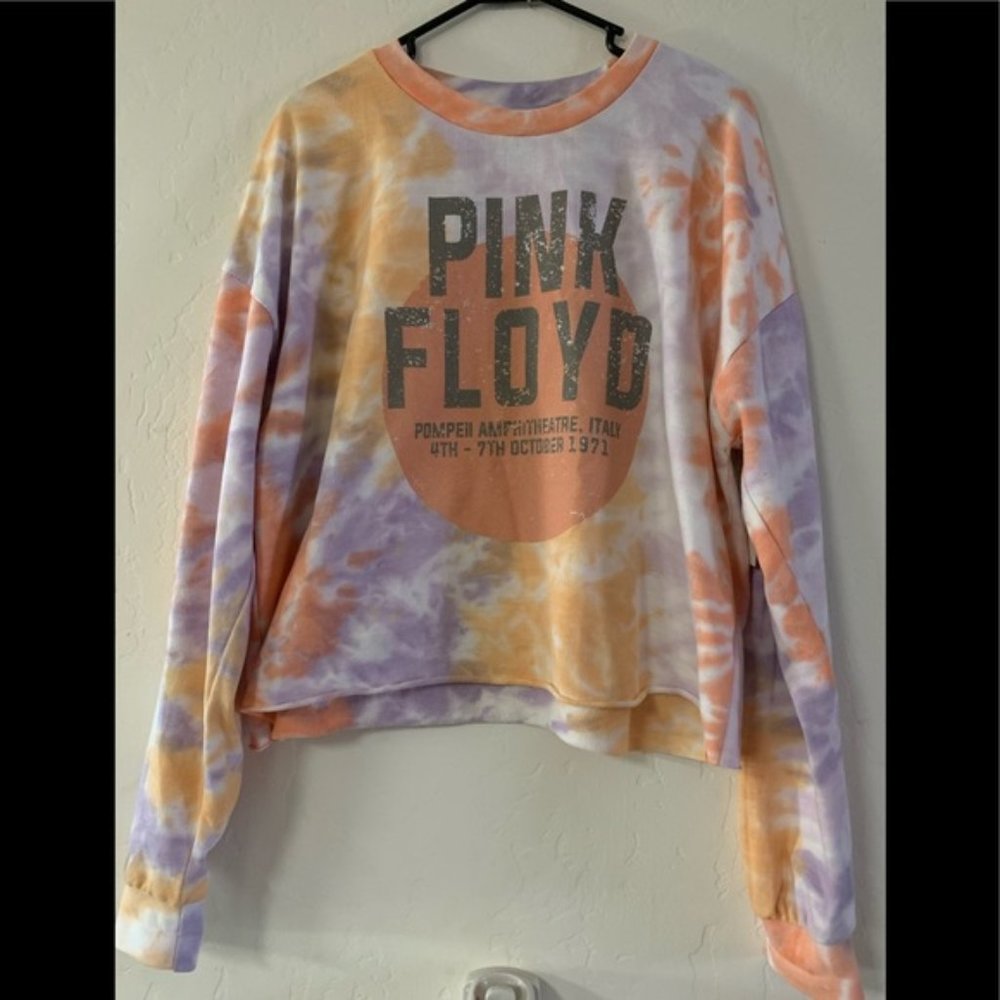 Pink Floyd Pompeii Italy 1971 Tie Dye Cropped Sweatshirt